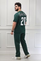 طقم رجالي صيفي كاجوال اوفر سايز تيشرت بطباعة كبيرة...