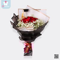 بوكيه ورد طبيعي لف اسود NF008