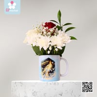 مج سيراميك مع الورد الطبيعي