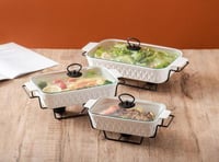 ‎طقم صواني فرن البورسلان المستطيلة مكوّن من 3 قطع...