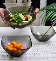 طقم 6 كاسات تركية مربعة زجاج باللون العسلي للحلوى...