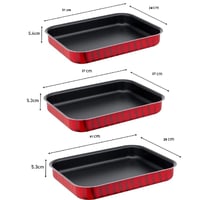 طقم صواني فرن مستطيلة مكون من 3 قطع مقاس (25-29-35...