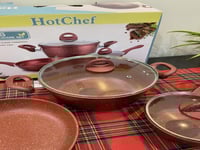 طقم قدور هوت شيف مكون من 5 قطع بطلاء جرانيت غير لا...