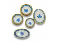 طقم غضار ميلامين تراثي مكون من 62 قطعة باللون الاز...