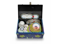 طقم غضار ميلامين تراثي مكون من 62 قطعة باللون الاز...