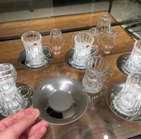 طقم بيالات 18قطعة زجاج كرستال فاخر وصحن استانلس 30...