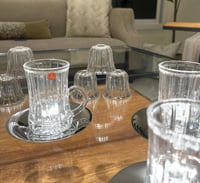 طقم بيالات 18قطعة زجاج كرستال فاخر وصحن استانلس 30...