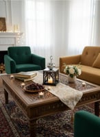 فانوس رمضان إسلامي أسود مع مبخرة فضية