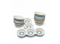 طقم غضار ميلامين تراثي مكون من 62 قطعة باللون الاز...