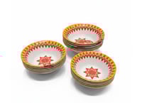 طقم غضار ميلامين تراثي مكون من 62 قطعة باللون الاح...