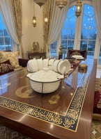 طقم حساء تورين بورسلين أبيض 15 قطعة – وعاء كبير بغ...