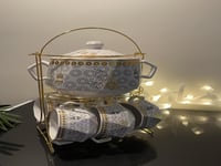 طقم شُربة سيراميك رمضاني بقاعدة ذهبية – 9 قطع فاخر...