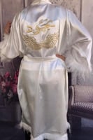 روب عروس أبيض-ريش