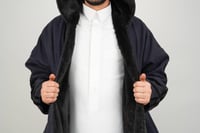 فروة زيزوم جوخ مع فرو مبطن ناعم لون حديدي ملكي