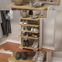 خزانة احذية 64 سم – أبيض×بيج