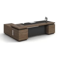 مكتب مودرن 200سم-اسود×خشبي