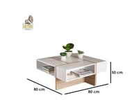 طاولة قهوة - أبيض×خشبي