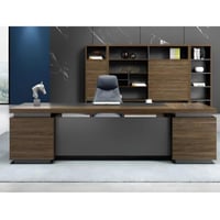 مكتب مودرن 200سم-خشبي×أسود