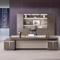 مكتب مودرن 200سم- بيج×خشبي