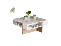 طاولة قهوة - أبيض×خشبي