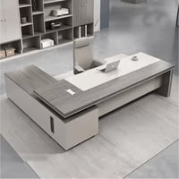 مكتب مودرن 200سم-اوف وايت×خشبي