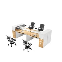 خلية عمل رباعي 240سم–خشبي×أبيض