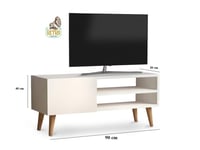 طاولة تلفاز 90 سم- أبيض×خشبي