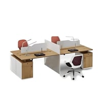 خلية عمل رباعي 240سم–خشبي×أبيض