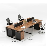 خلية عمل رباعي 240سم–خشبي×أسود