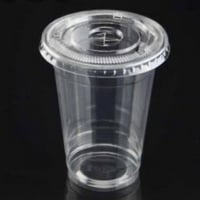 كاسات بلاستيك غطاء مسطح 16 انز