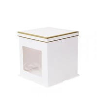 علب كيك مرتفعة بنافذة و قاعدة و غطاء مخطط ذهبي ( 1...