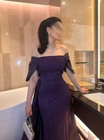 فستان سهرة حجر القمر البني