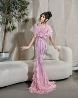 فستان سهرة الماس الوردي