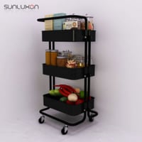 عربة ومنظم 3 أدوار مع عجلات متعددة الاستخدامات