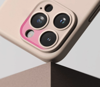 غلاف SILICONE يدعم الماق سيف للايفون 15 - وردي - R...