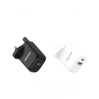 MOOGMAX - شاحن جداري بمنفذ تايب سي ومنفذ يواس بي ب...