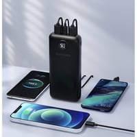 بطارية محمولة سعة 20000 ملي امبير 3 منافذ - اسود -...