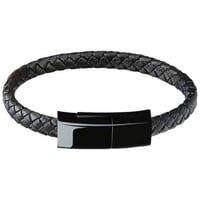 TENPLUS - سوار جلدي مع كيبل تايب سي مدمج - أسود