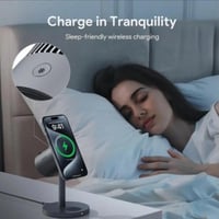 AUKEY - شاحن لاسلكي مغناطيسي مع مروحة تبريد - رماد...