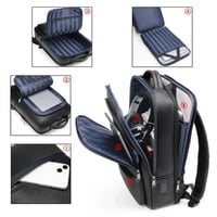 حقيبة ظهر من الجلد متعددة الوظائف - أسود