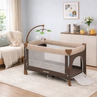 سرير ومحبس اطفال بناموسية وألعاب + طاولة تغيير