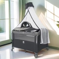 سرير ومحبس اطفال بناموسية وألعاب + طاولة تغيير