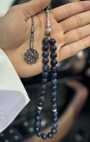 سبحة عقيق كحلي طربزونة فضة