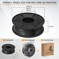 SUNLU PLA (Black) 3D Printing Filament 1.75Ø, 1kg