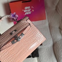 pink leather - silver