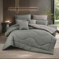 لحاف جاكار قطن – مقاس مزدوج | 8 قطع لون اخضر