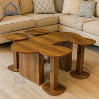 طقم طاولات قهوة بتصميم منحنيات فنية