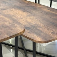 طقم 5 طاولات قهوة سطح خشب دائري لون بني