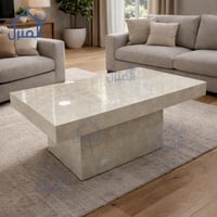 طاولة قهوة مودرن بسطح حجري فاتح