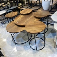 طقم 6 طاولات قهوة سطح خشبي لون اسود بني